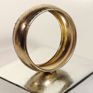 Beautiful Bracelet Cuff with Harts Printed on Gold Tone Standard Size